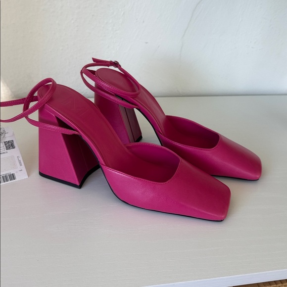 NWT Mango Pink Block Heel - Picture 1 of 10